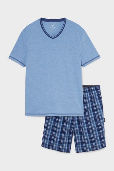 Heren - Pyjama - blauw / donkerblauw