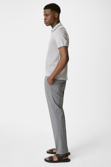 Hommes - Pantalon de costume - regular fit - stretch - laine mélangée - gris chiné