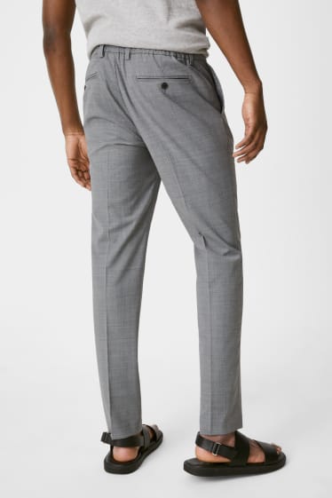 Mężczyźni - Spodnie do garnituru - regular fit - strecz - miks wełniany - szary-melanż