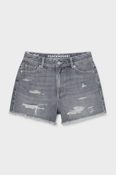 Dames - CLOCKHOUSE - korte spijkerbroek - jeansgrijs