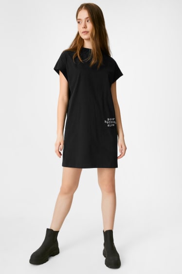 Damen - CLOCKHOUSE - T-Shirt-Kleid - schwarz