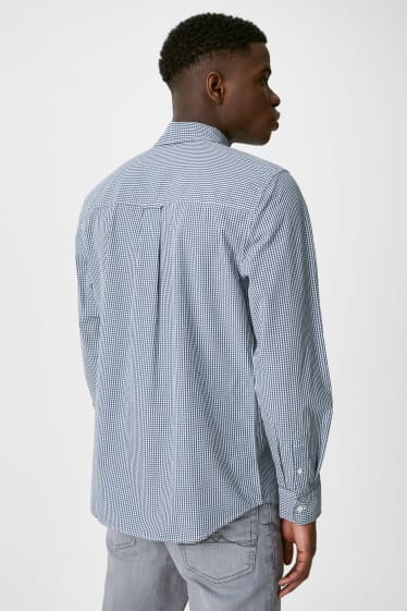 Hommes - MUSTANG - chemise - regular fit - col button down - à carreaux - bleu foncé / blanc