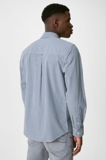 Men - MUSTANG - shirt - regular fit - button-down collar - check - dark blue / white