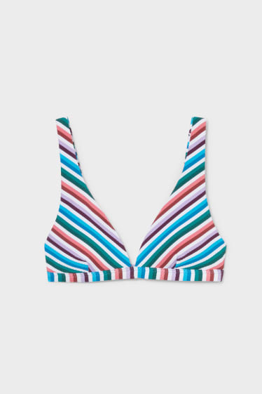 Femei - Top bikini – vătuit – cu dungi - multicolor