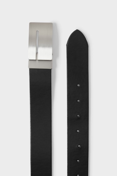 Men - Reversible leather belt - black