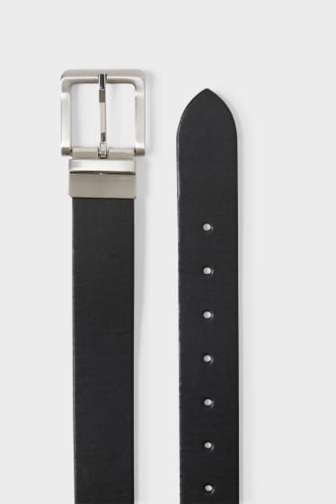 Men - Reversible leather belt - black