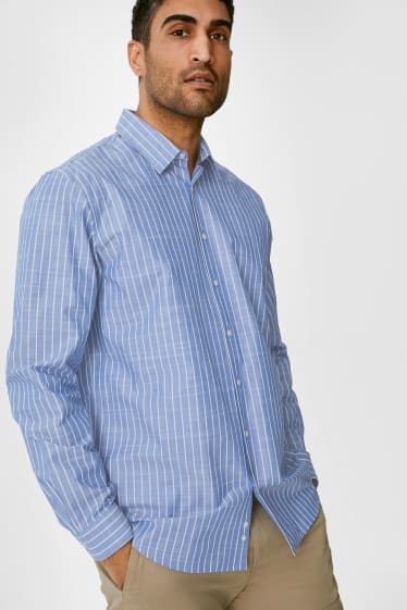 Pánské - Business košile - Regular Fit - Kent - pruhovaná - modrá/bílá