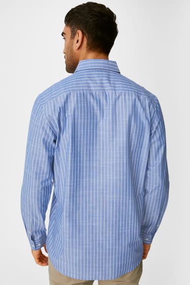 Pánské - Business košile - Regular Fit - Kent - pruhovaná - modrá/bílá