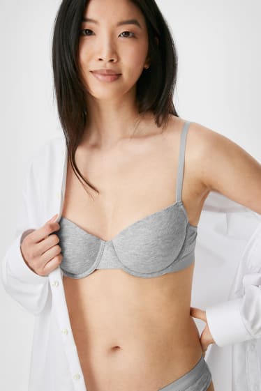 Femmes - Soutien-gorge à armature - DEMI - ampliforme - gris clair chiné