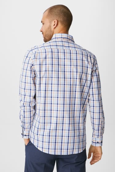 Heren - Business-overhemd - regular fit - button-down - extra korte mouwen - wit