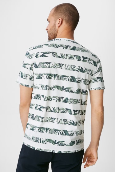 Uomo - T-shirt - righe - bianco / verde