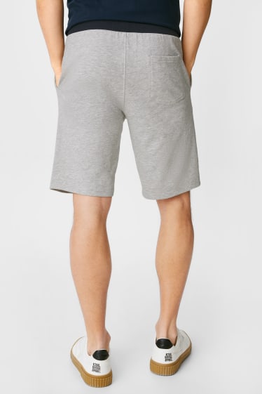 Pánské - Teplákové kalhoty - světle šedá-žíhaná