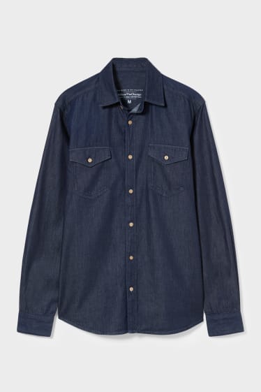 Men - Denim shirt - denim-dark blue