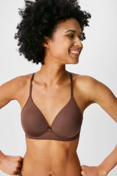 Women - Non-wired bra - padded - dark brown