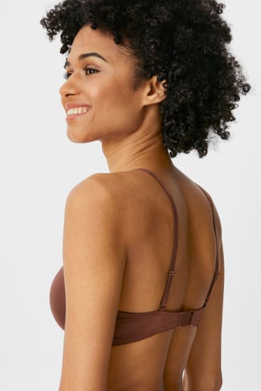 Women - Non-wired bra - padded - dark brown