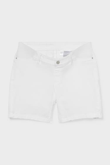 Dámské - Těhotenské džíny - džínové šortky - bílá