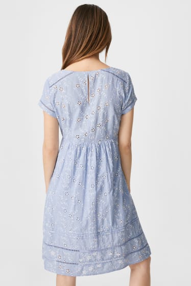 Women - Maternity dress - embroidered - floral - light blue