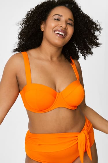 Women - Underwire bikini top - padded - striped - orange
