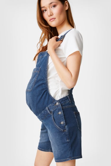 Femmes - Salopette en jean courte de grossesse - jean bleu