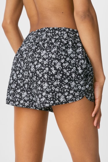 Donna - Shorts - a fiori - nero / bianco
