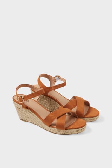 Women - Sandals - faux suede - brown