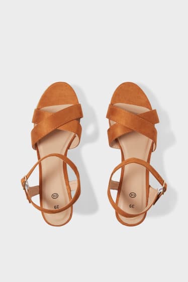 Women - Sandals - faux suede - brown