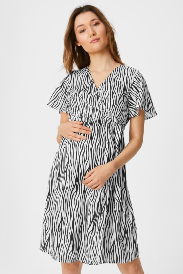 Women - Nursing dress - white / black
