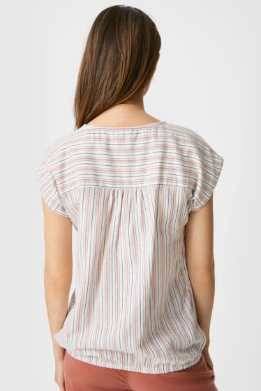 Women - Maternity blouse - striped - white / rose