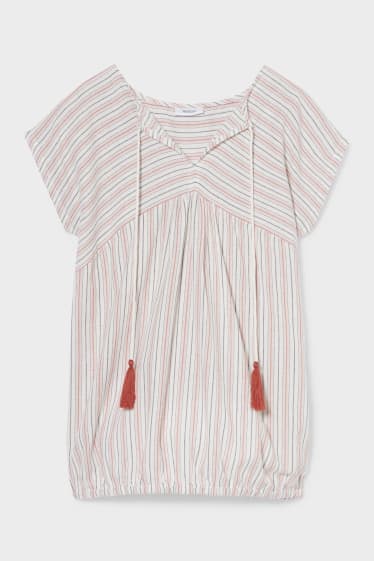 Women - Maternity blouse - striped - white / rose
