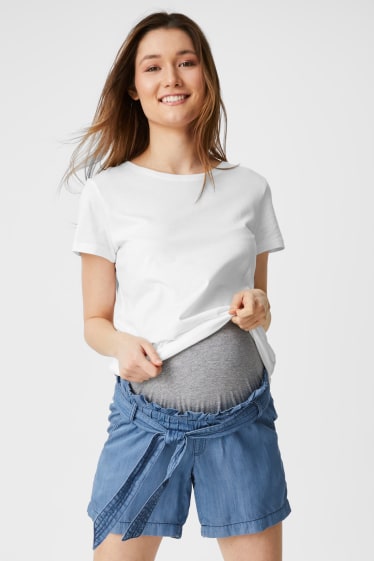 Women - Maternity jeans - shorts - Tencel™ - denim-blue