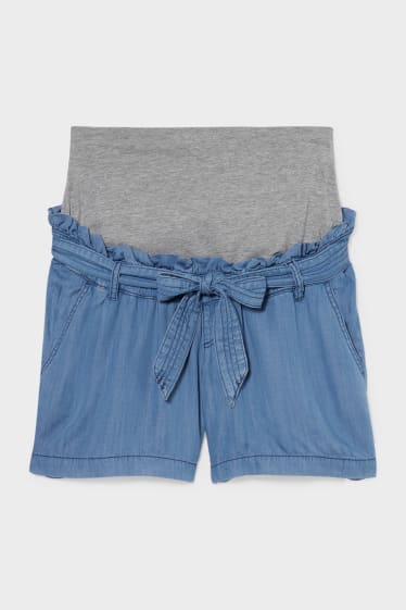 Women - Maternity jeans - shorts - Tencel™ - denim-blue
