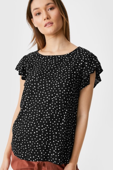 Women - Maternity blouse - polka dot - black