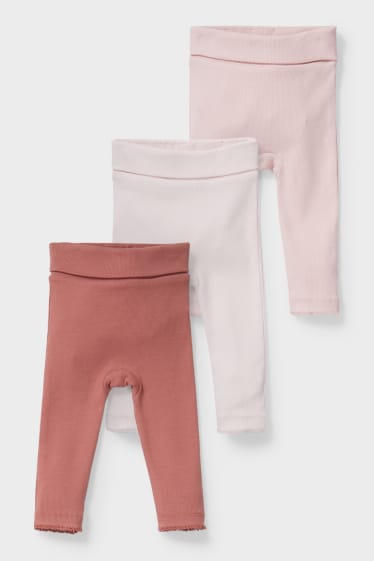Babies - Multipack of 3 - baby leggings - rose / dark red