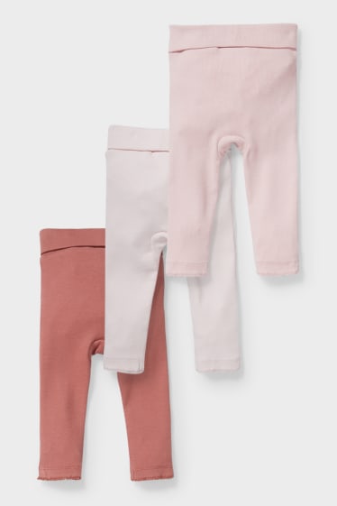 Babies - Multipack of 3 - baby leggings - rose / dark red