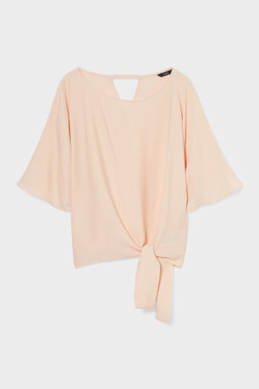 Women - Blouse with knot detail - apricot