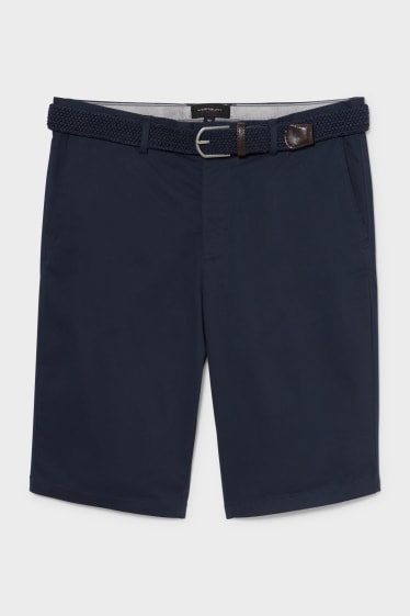Men - Shorts with belt  - dark blue