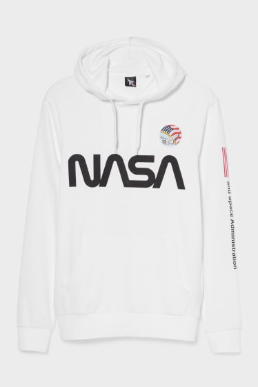 Pánské - Mikina s kapucí - NASA - bílá