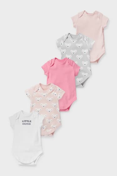 Babies - Multipack of 5 - baby bodysuit - white / rose