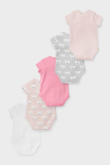 Babies - Multipack of 5 - baby bodysuit - white / rose