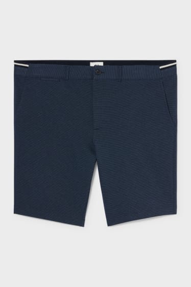Men - Sweat shorts - striped - dark blue
