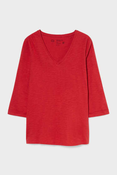 Damen - Basic-Langarmshirt - rot