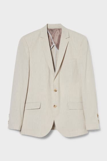 Pánské - Oblekové sako - slim fit - stretch - iněná směs - krémové barvy