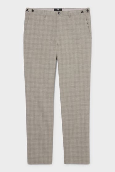 Hommes - Pantalon de costume - slim fit - stretch - à carreaux - taupe