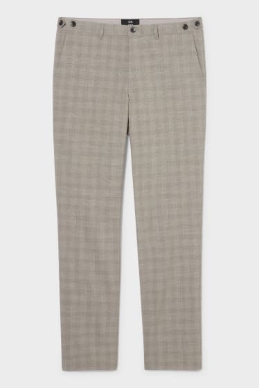 Heren - Broek uit het combi-systeem - slim fit - stretch - geruit - taupe