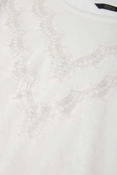 Women - Linen T-shirt - cremewhite