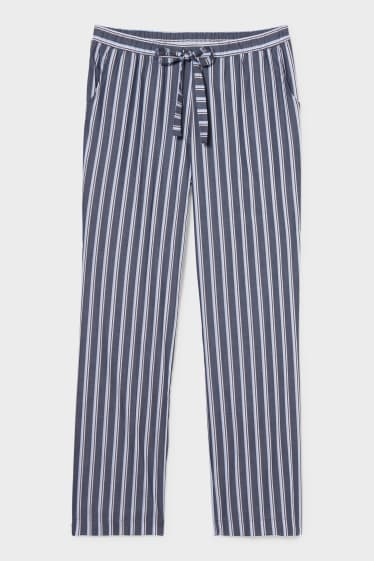 Dámské - Pyžamové kalhoty - pruhované - růžová/modrá