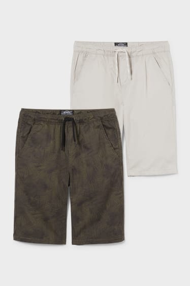 Kinderen - Set van 2 - shorts - groen / grijs