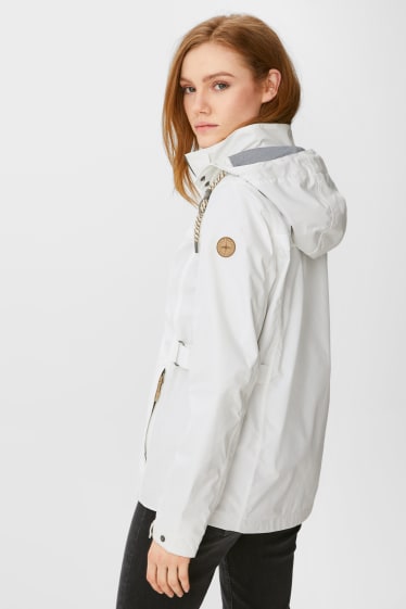 Women - Outdoor jacket with hood - white