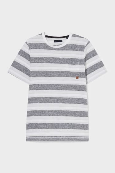 Kinderen - T-shirt - gestreept - wit / grijs