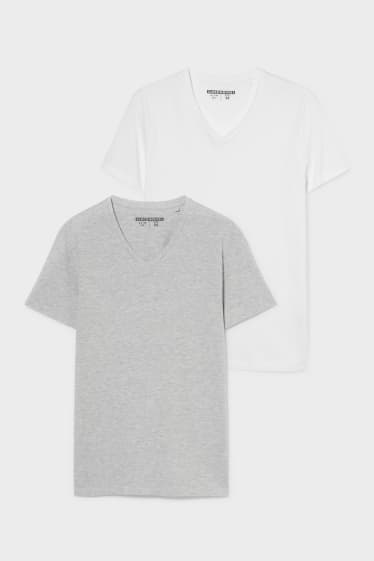 Mężczyźni - CLOCKHOUSE - wielopak, 2 pary - T-shirt - biały / szary